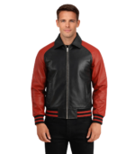 Walton Black & Red Leather Varsity Jacket