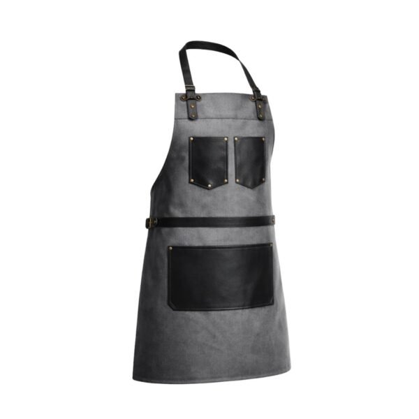 Grey Canvas Apron with Black Pocket - Oskar