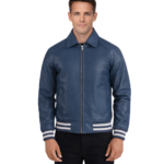 Walton Blue Leather Varsity Jacket