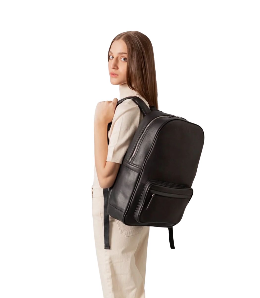 1 The Philos Black Leather Backpack - Image 1