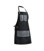 The Kent Black Canvas and Grey Leather Pocket Apron