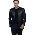 Daron Black Leather Blazer