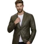 Men's Military Green Leather Blazer – Ejnar