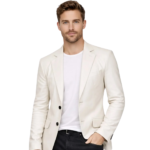 Menâ__s Classic Two Button White Leather Blazer