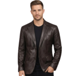 Men's Daron Brown Leather Blazer