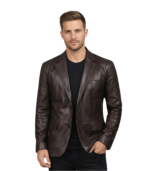 Men's Daron Brown Leather Blazer