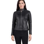 Adalyn Quilted Black Leather Biker Jacket