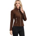 Adalyn Quilted Mocha Suede Biker Jacket