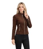 Adalyn Quilted Mocha Suede Biker Jacket