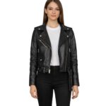Alison Black Leather Biker Jacket