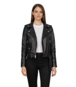 Alison Black Leather Biker Jacket