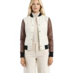Savant White & Brown Hybrid Varsity Jacket