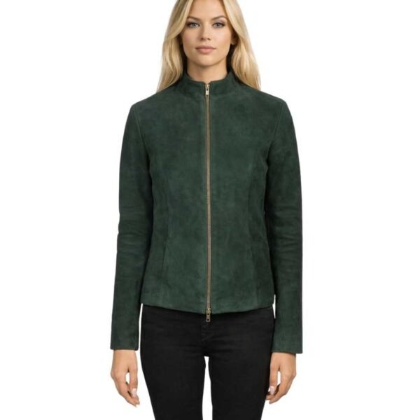 Women's Green Suede Biker Jacket ? Sigrid