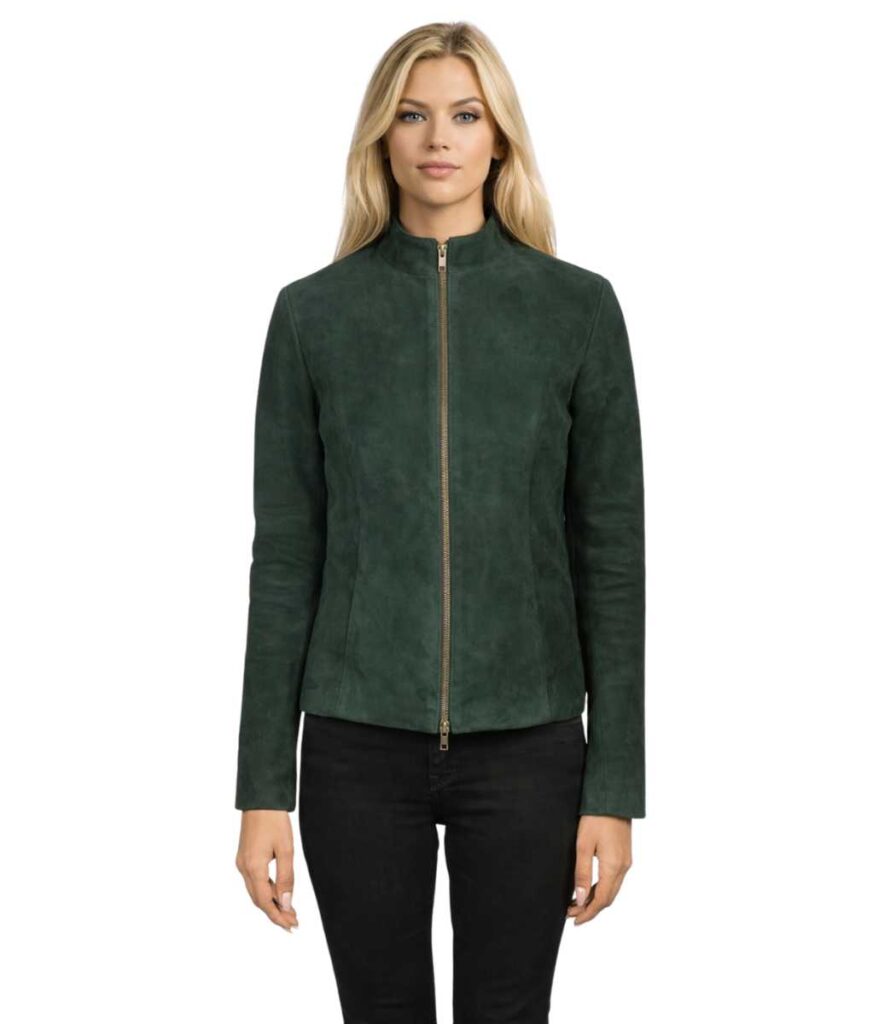 Rumella Green Suede Biker Jacket
