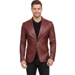 Satin Lining Men's Leather Blazer