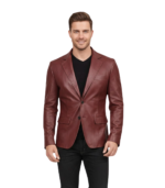 Satin Lining Men's Leather Blazer