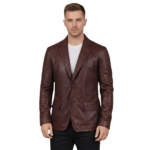 Sheepskin Quilted Maroon Leather Blazer