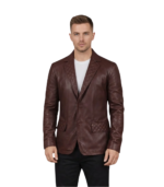 Sheepskin Quilted Maroon Leather Blazer
