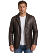 Men's Wine Black Leather Blazer – Dag