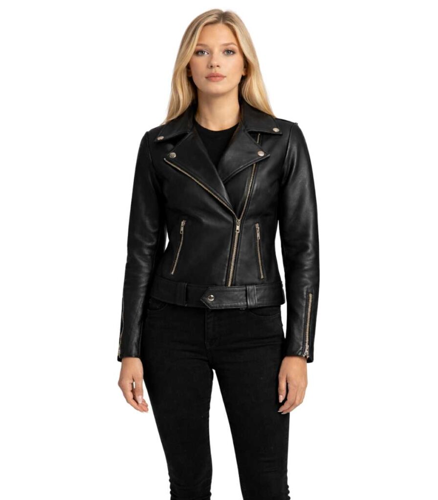 Rumy Black Leather Biker Jacket