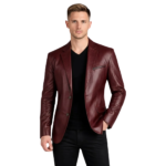 YKK Zippers Burgundy Lambskin Leather Blazer
