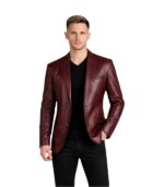 YKK Zippers Burgundy Lambskin Leather Blazer