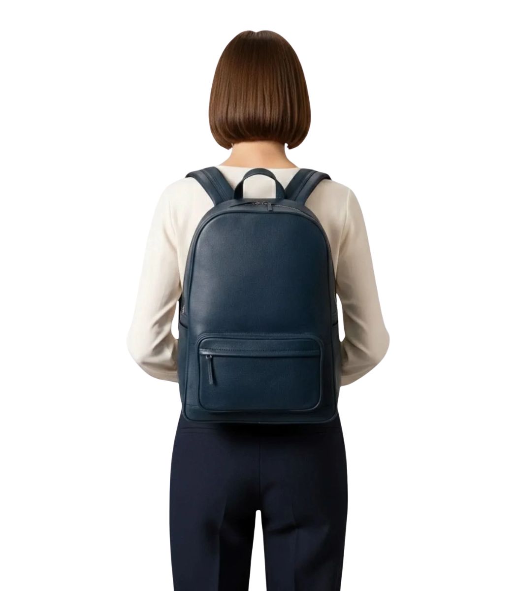 1 The Philos Midnight Blue Leather Backpack - Image 1