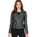 Alison Green Leather Biker Jacket