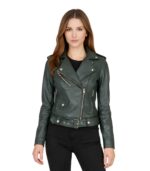 Alison Green Leather Biker Jacket