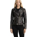 Rumy Distressed Brown Leather Biker Jacket