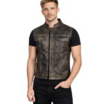 Atlas Moto Distressed Brown Leather Vest