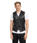 Auden Black Leather Vest