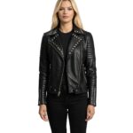 Sally Mae Studded Black Leather Biker Jacket