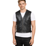 Brandon Black Leather Vest