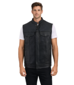 Men's Dual-Closure Open-Neck Motorcycle Rider Vest – Reidar