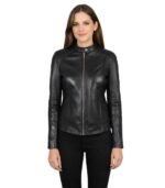 Avery Black Leather Biker Jacket