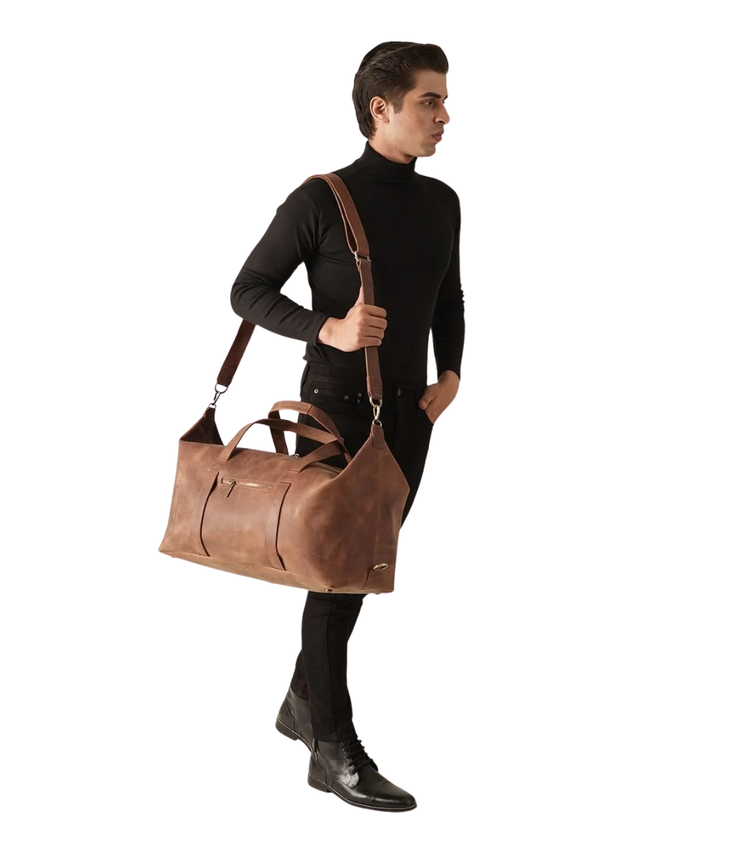 1 The Dale Vintage Tan Brown Leather Duffle Bag - Image 1