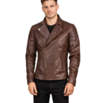 Faisor Brown Leather Biker Jacket