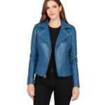 Flashback Blue Leather Biker Jacket