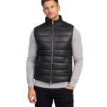 Reeves Black Leather Puffer Vest
