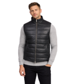 Reeves Black Leather Puffer Vest