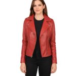 Flashback Red Leather Biker Jacket