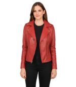 Flashback Red Leather Biker Jacket