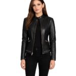 Haley Ray Black Leather Biker Jacket