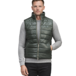 Reeves Green Leather Puffer Vest