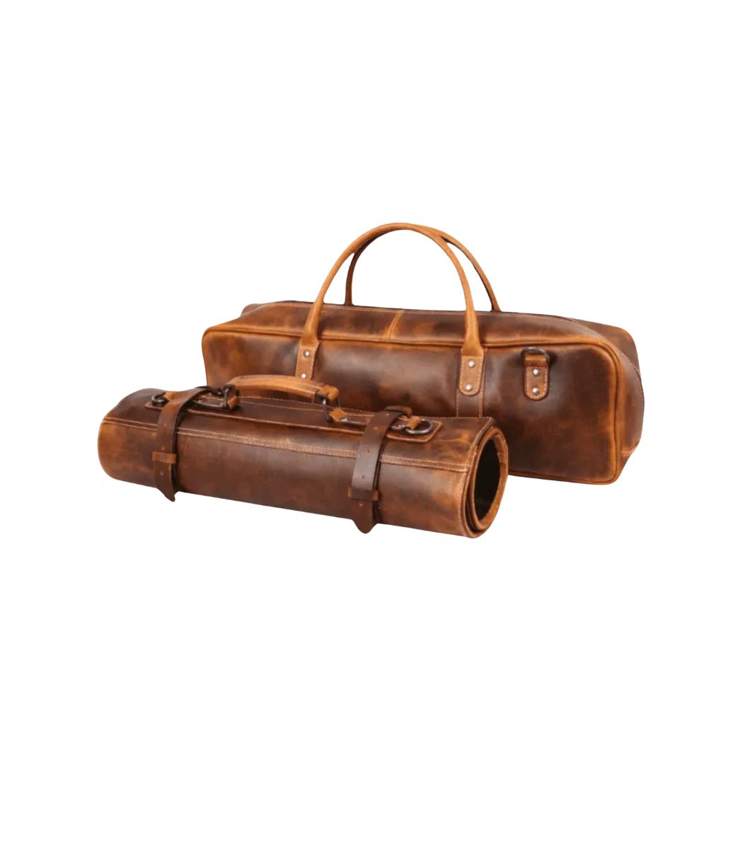 1 Brown Leather Knife Roll - Image 1