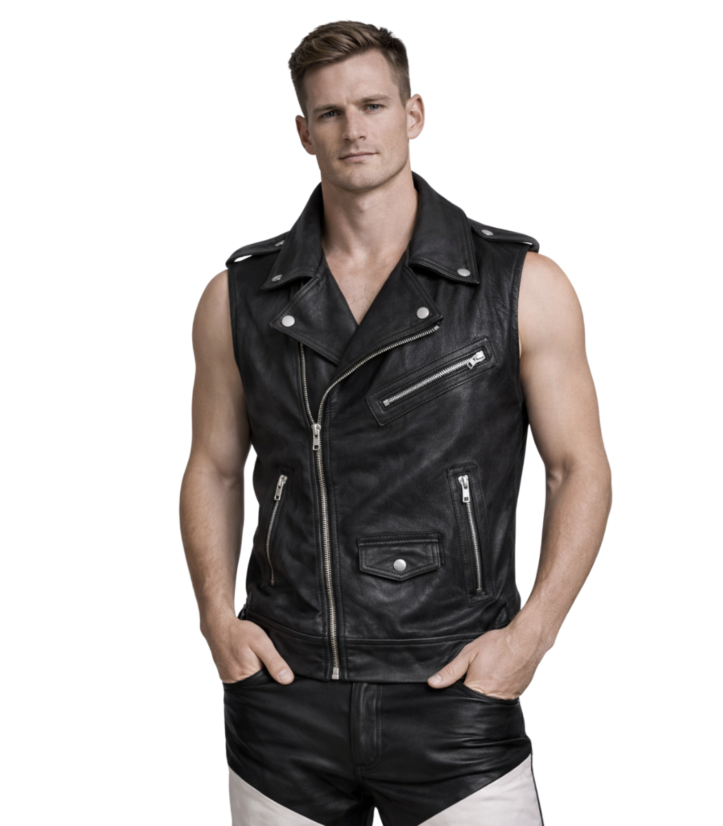 1 Rocker Vest Leather Biker Vest - Image 1