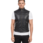 Roland Black Leather Biker Vest