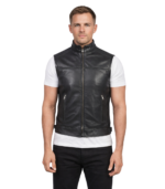 Roland Black Leather Biker Vest