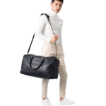 The Darrio Black Leather Duffle Bag